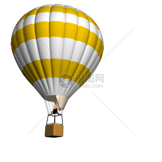 白色和黄色条纹热气球图片