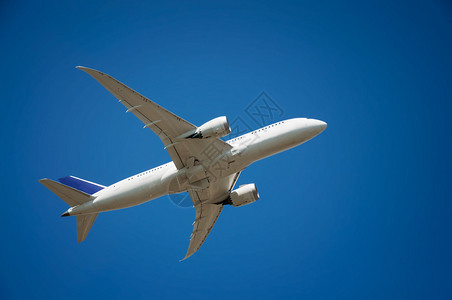 飞机在蓝天背景图片