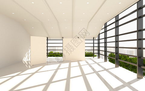 办公室内部现代与白色空白和色地板图片