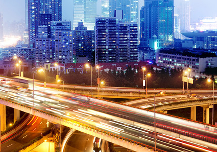 上海立交桥与黄昏高架路背景
