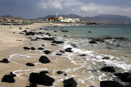 PuertitodelaCruz渔村位于大西洋班牙加那利岛富埃特文图拉岛南部JandiaNatural图片