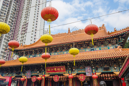 香港锡植园黄大仙庙的拥挤日它是最大的庙之一图片