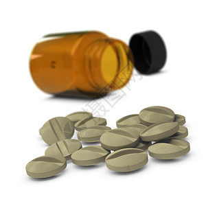 许多药片的食品补充剂背面用瓶子加白图片