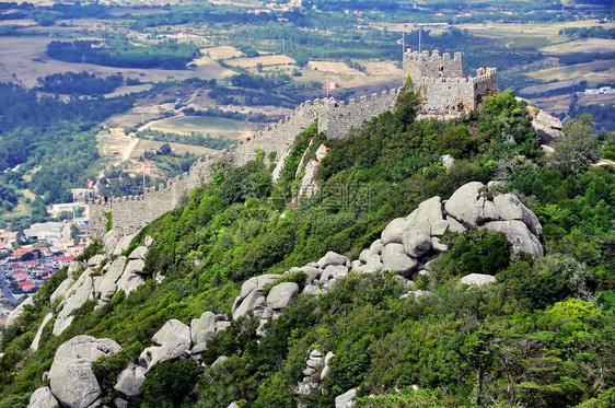 葡萄牙辛特拉摩尔人城堡空中景象葡图片