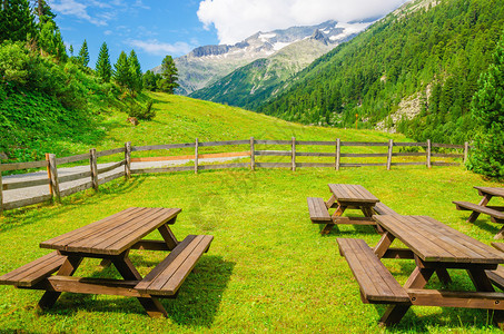 在奥地利阿尔卑斯山高谷的美丽景色下背景图片
