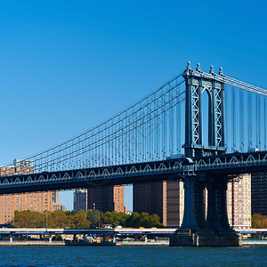 纽约市曼哈顿大桥和天际线图片