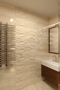 带淋浴3D渲染的现代浴室内饰图片