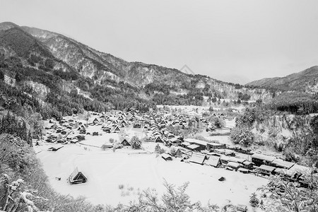 白川乡的灯火通明图片