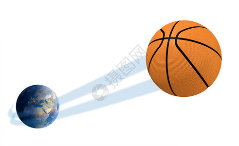 一个体育概念展示一个普通篮球在地上和地上向孤立的白色演图片