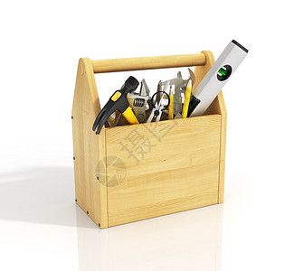带工具的木制工具箱图片