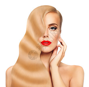 金发女人好脸蛋健康的长发和完美的皮肤头发护理概念美容时尚肖像好图片