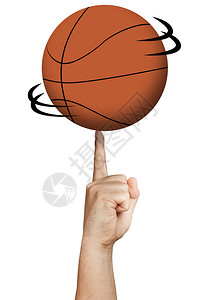 篮球在孤立的手指上旋转图片