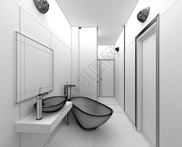 渲染3d的现代浴室室内设计图片