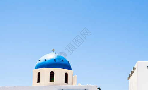 伊亚教堂和圆顶圣托里尼岛和希图片