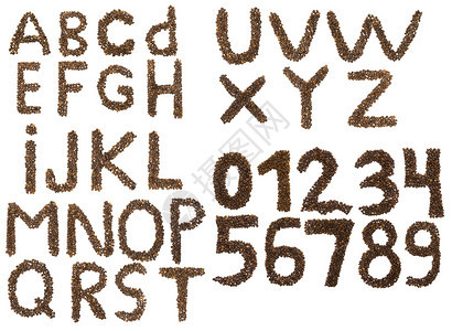 英文字母和白色咖啡豆的数字图片