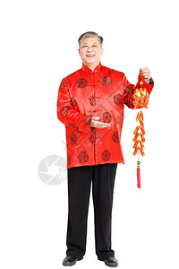 老人在国语中微笑的手势纸面和红包只表示祝好运的意图片