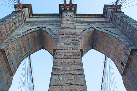 纽约市一座混合斜拉悬索桥于1883年完工图片