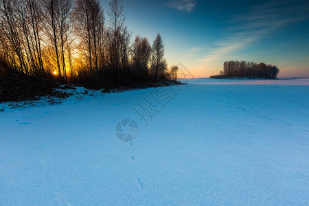 寒冬的雪地上美丽的寒冷早晨波兰图片