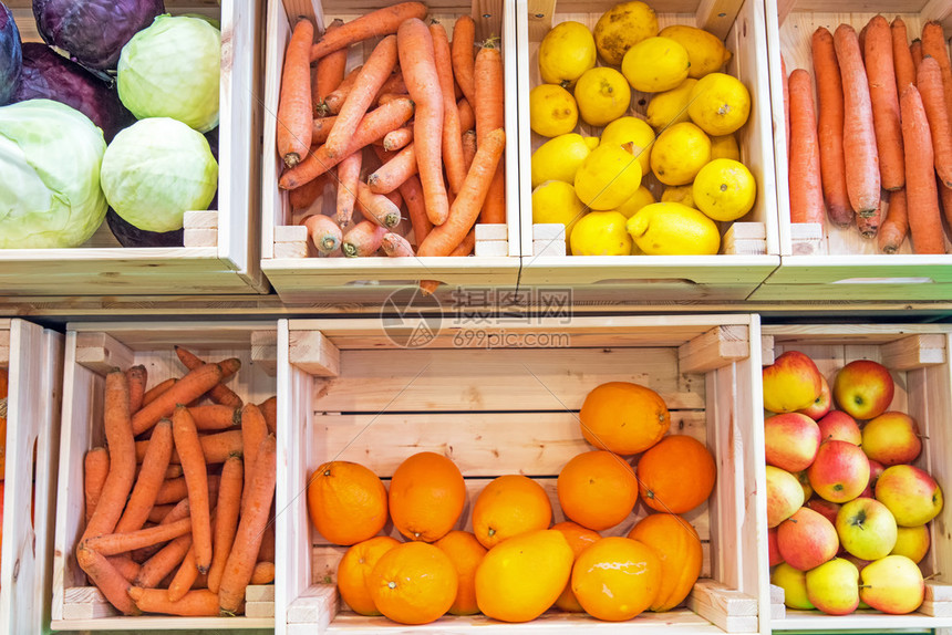 Premium AI Image | multiple produce stands on display while fruits and ...