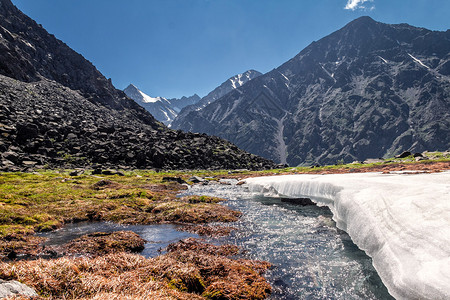Altai山带冰的山河阿图片