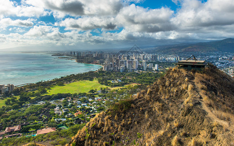 夏威夷钻石头的火奴鲁HonoluluDowntown图片