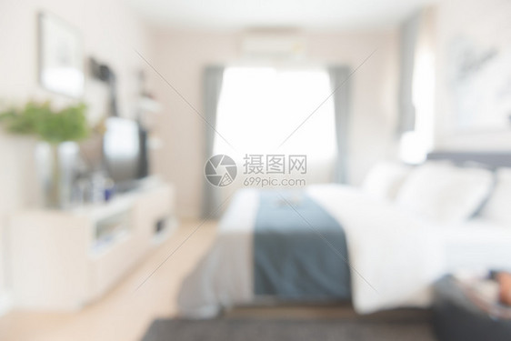 在家中现代卧室的模糊图像图片