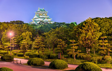 日本大阪城夜景图片