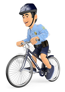 3D安全部队人员插图骑自行车的警察孤图片