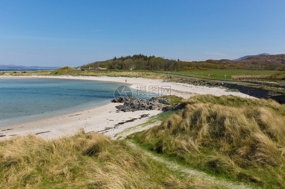 白沙滩Arisaig以北Portnaluchaig苏格兰苏克格兰高图片