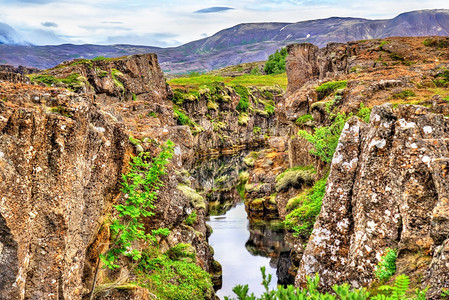 冰岛Thingvelllir公园地壳板块图片