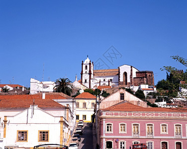 在山上锡尔维斯阿尔加夫葡萄牙西欧有大教图片