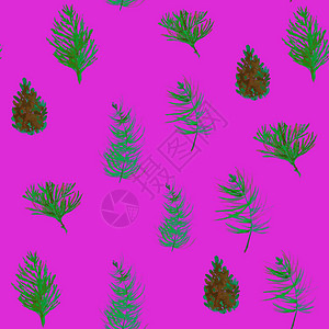植物图案用水彩画的圣诞饰品图片