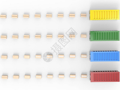 装有纸板箱和集装箱的后图片