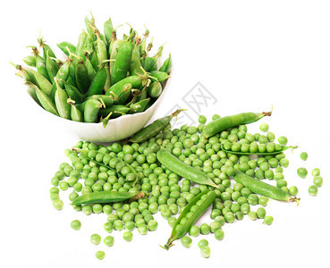 新鲜绿色青豆蔬菜白背景叶子的皮图片