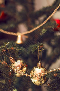 圣诞树关闭装饰圣诞前夜树老式过滤器圣诞老人图片