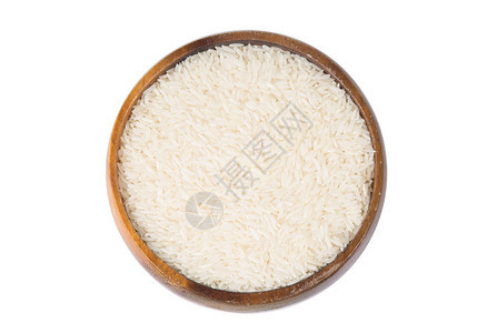 木碗中的白米ThaiJasmine水稻与图片