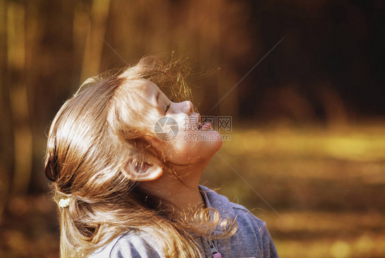 在森林里散步的女孩图片