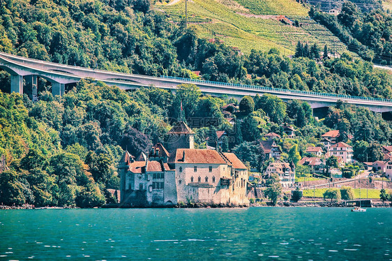 瑞士沃州日内瓦湖的蒙特图片