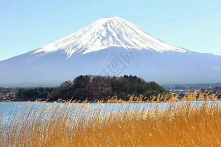 河口湖与富士山图片