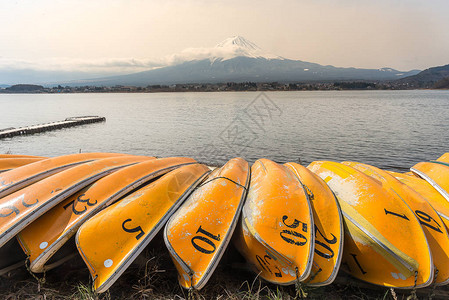 从河口湖看富士美丽的风景图片