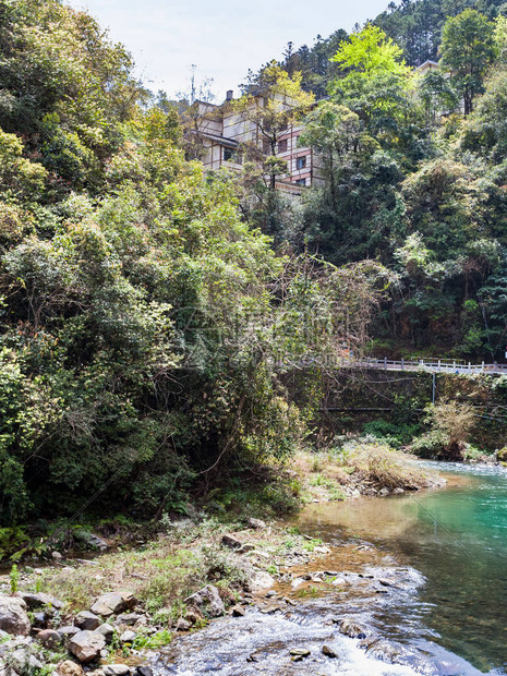 春季前往长生温泉区长山森林公园江地村的溪水图片