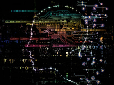 CPU思维系列适用于计算机科学人工智能和通信项目的人脸轮廓和技术符图片