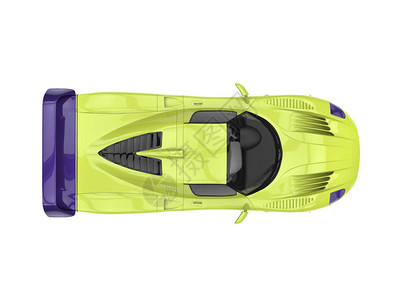 绿色疯狂概念超级汽车和紫色贴花图片