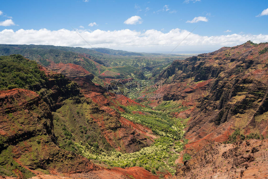 早期的光照亮了Kauai上的Waimea峡谷图片