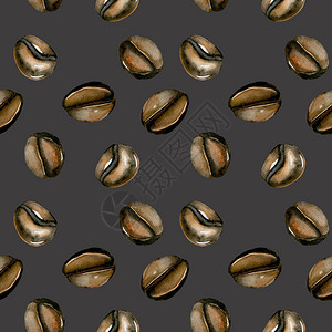 含水彩咖啡豆的无缝结构图片