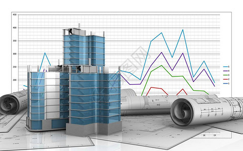 3d城市季度建筑比商业图表背景图片