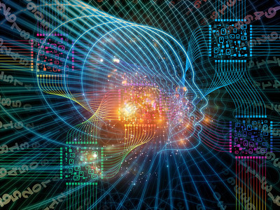 CPU思维系列适合作为计算机科学人工智能和通信项目背景的人脸轮廓和技图片