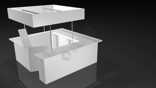 白色展览台方形设计以黑色背景打开门背景图片