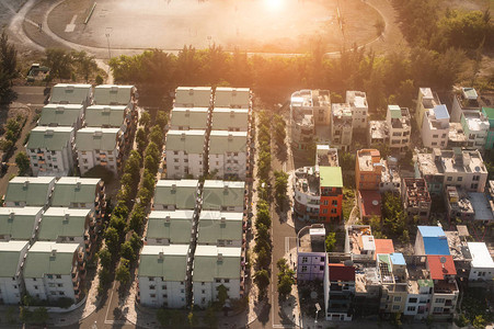 马尔代夫马累机场附近房屋和定居点的顶视图原始建筑建图片