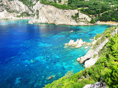 科孚岛的离亚海风景中有名的度假图片